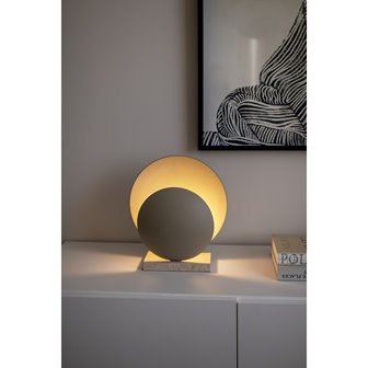 Lampa stołowa trawertyn okrągła beżowa do salonu